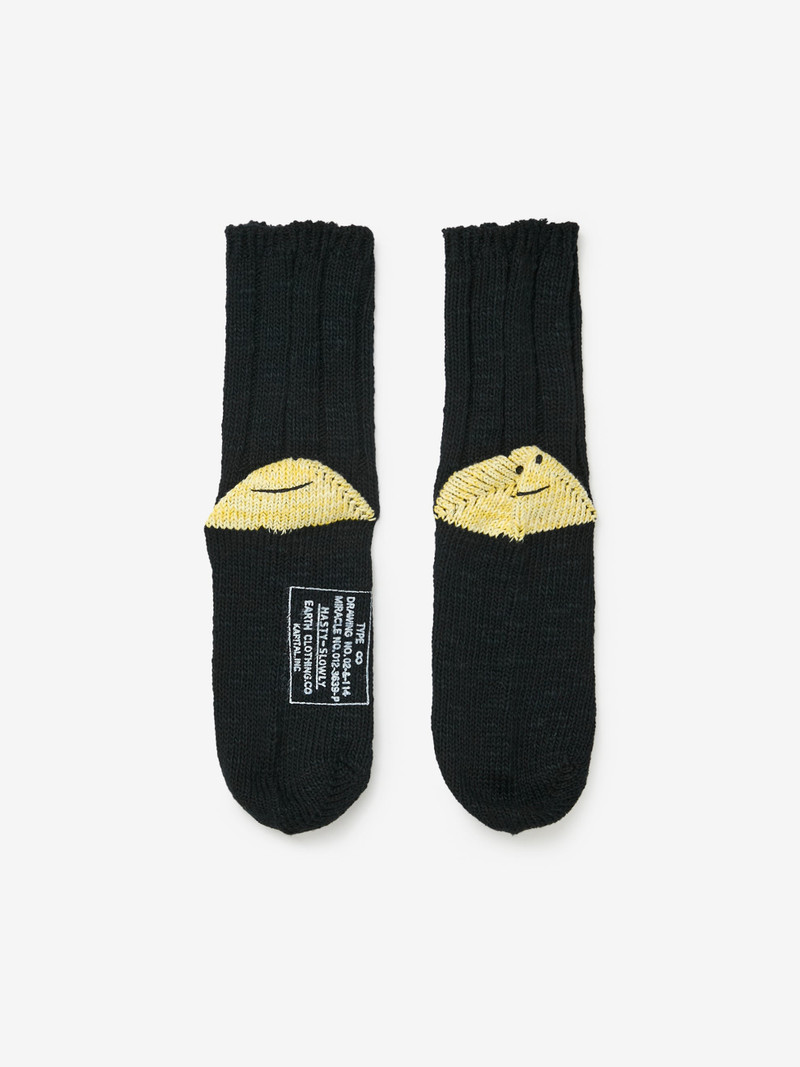 Kapital 56 YARNS MA-1 RAINBOWY HAPPY HEEL SOCKS (BLACK) outlook