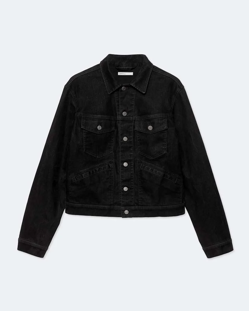 FLOCKED DENIM TRUCKER JACKET - 1