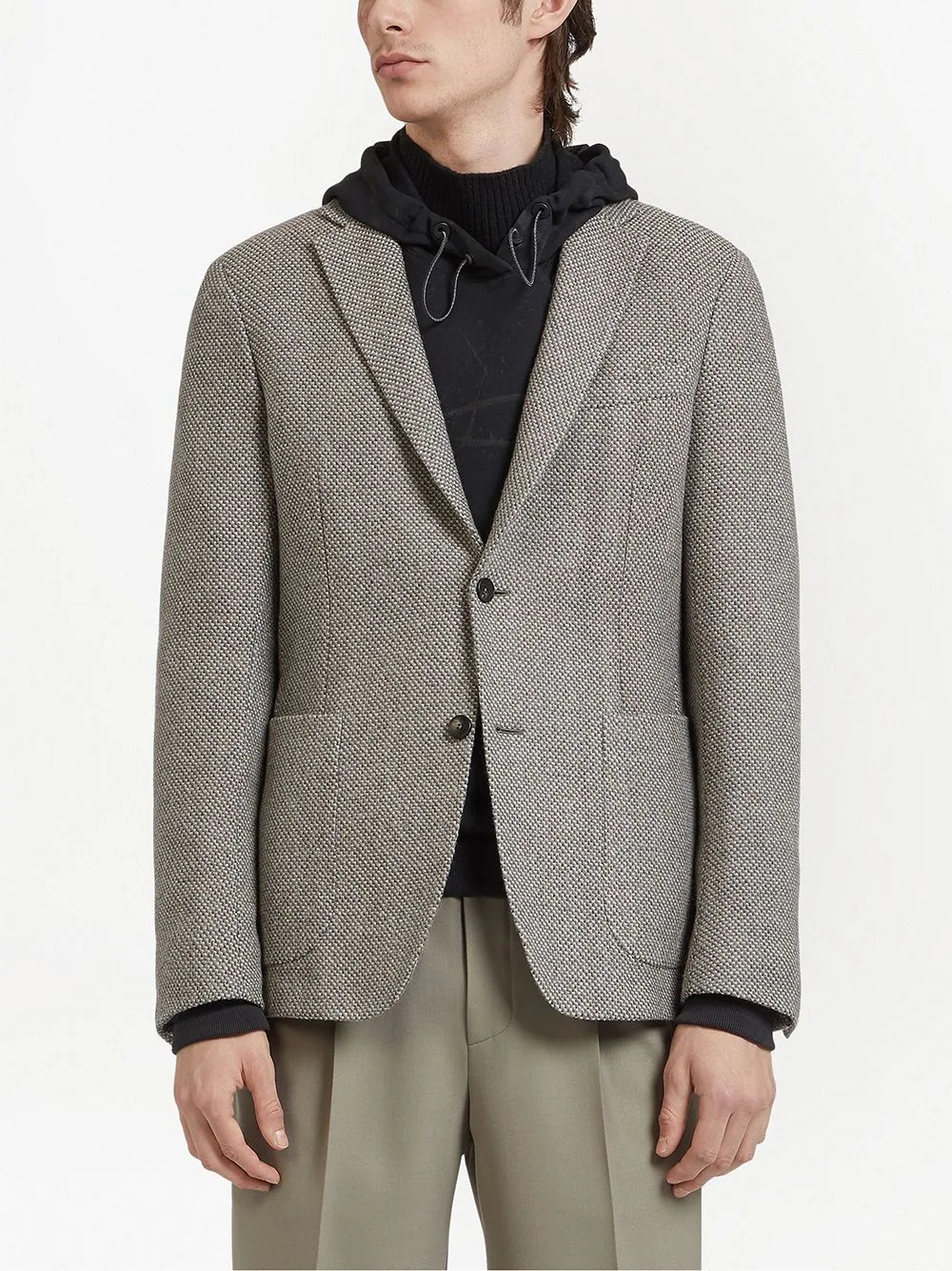 textured wool blazer - 3