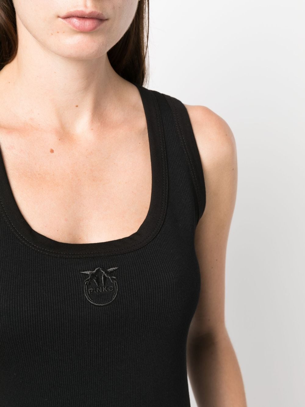 logo-embroidered cotton tank top - 5