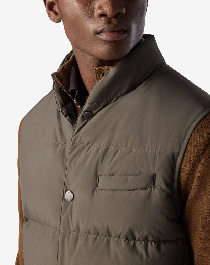 Beige quilted poplin waistcoat 5
