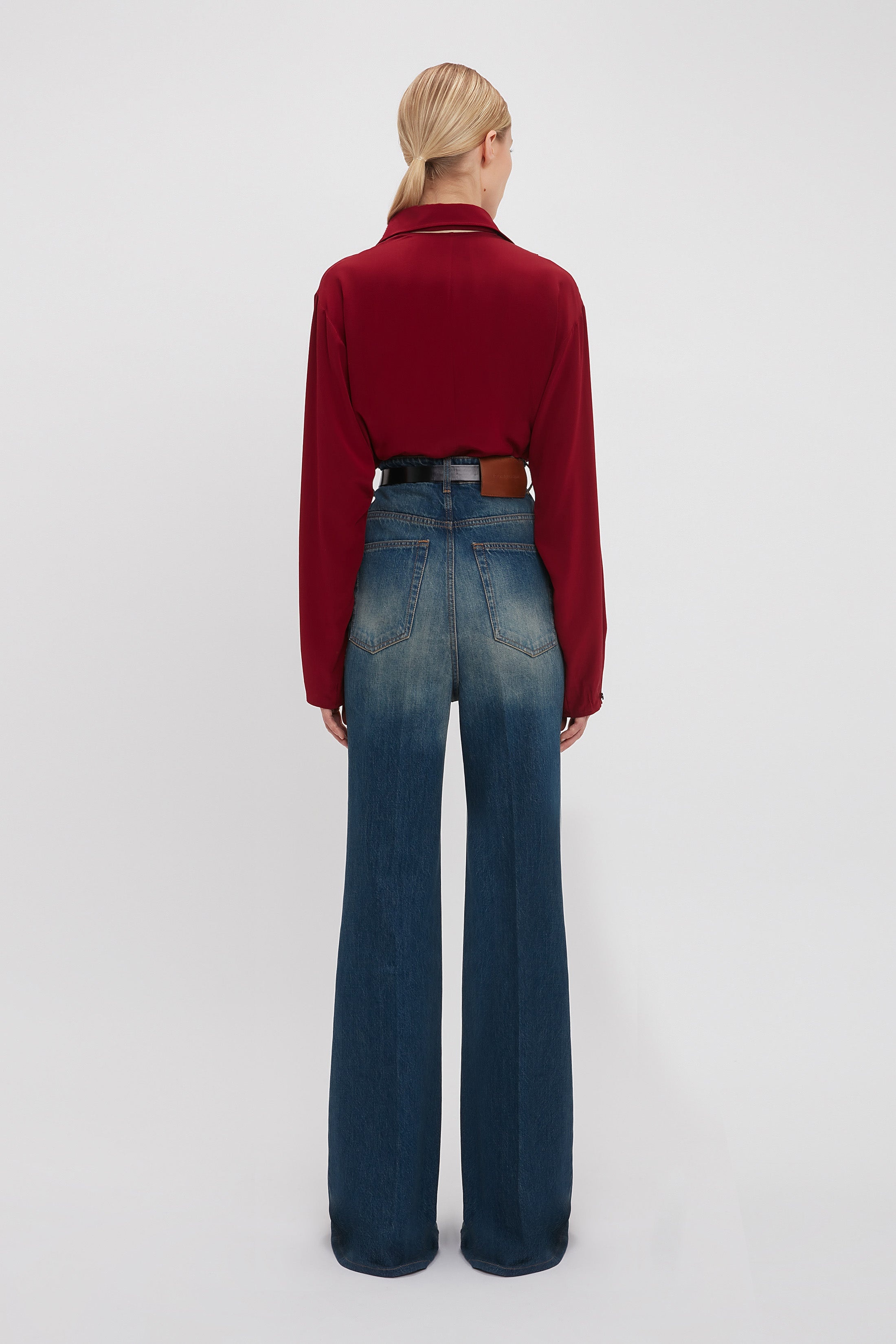 Wide Leg Kick Jean In Broken Vintage Wash - 4