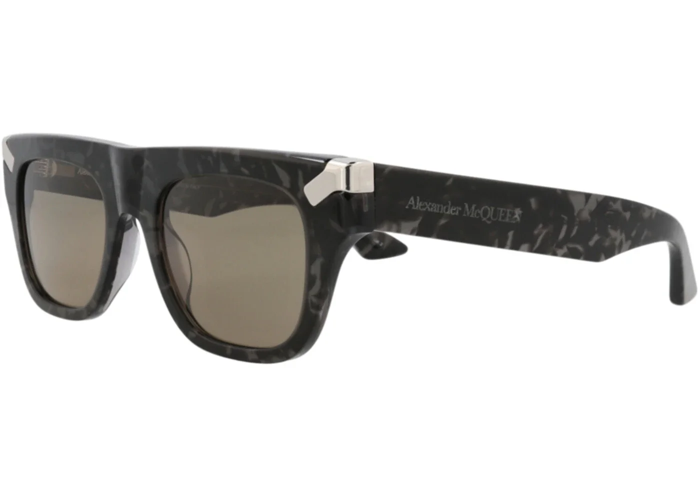 Alexander McQueen Square Rectangle Sunglasses Havana Havana Brown (AM0441S-30015179-003) - 1