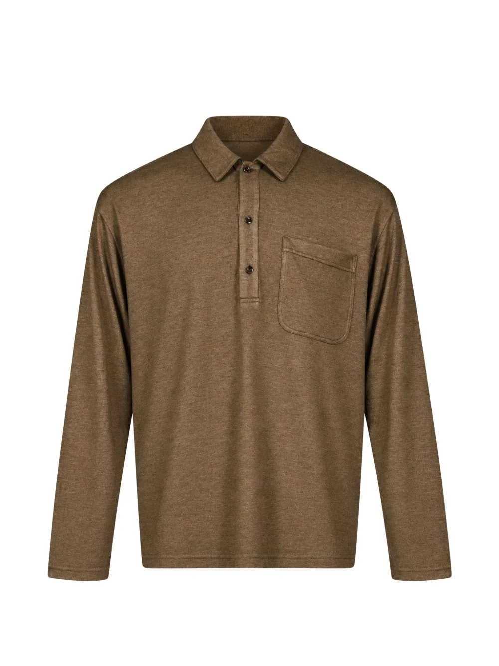 long-sleeve chest-pocket polo shirt - 1
