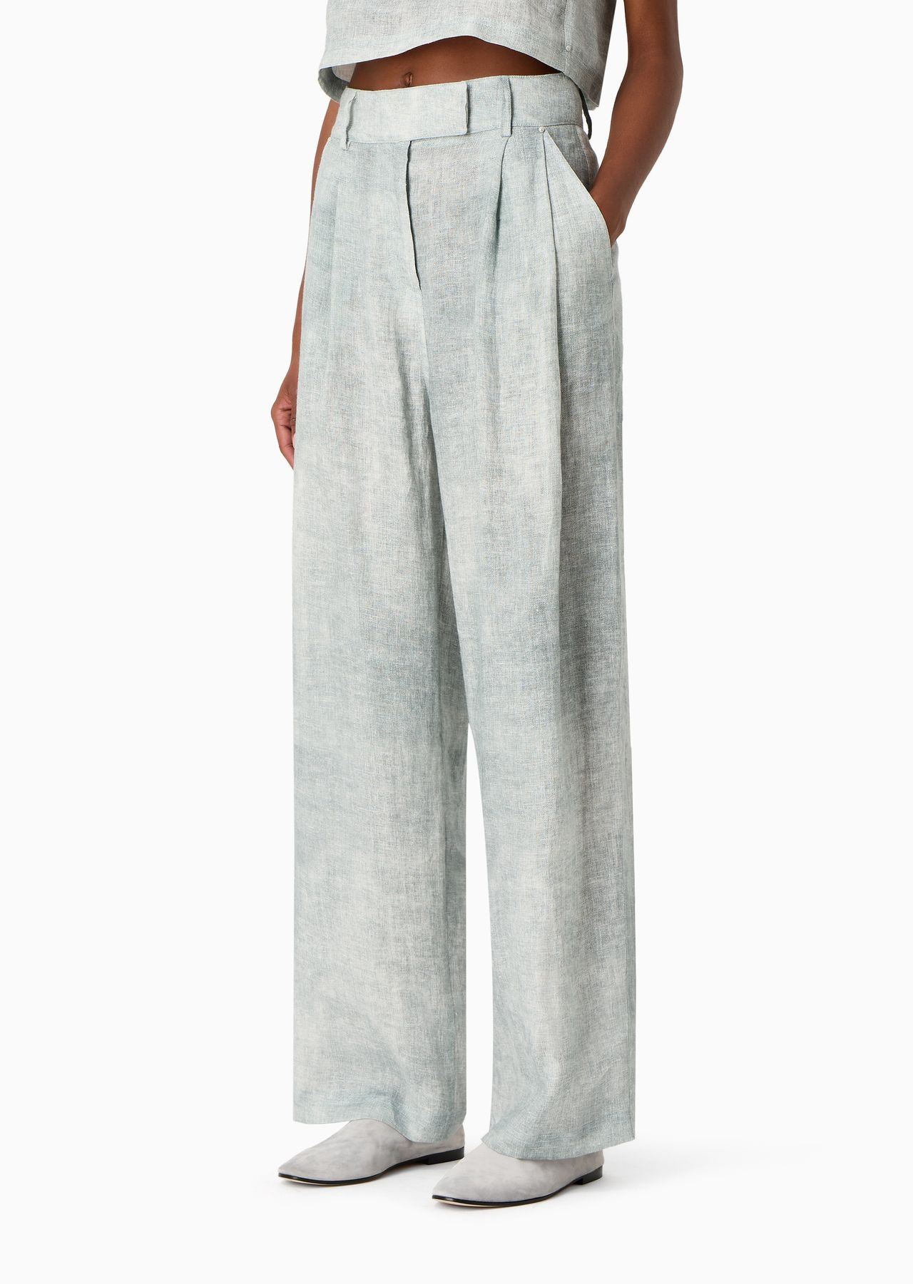 Denim-effect linen two-dart trousers - 2