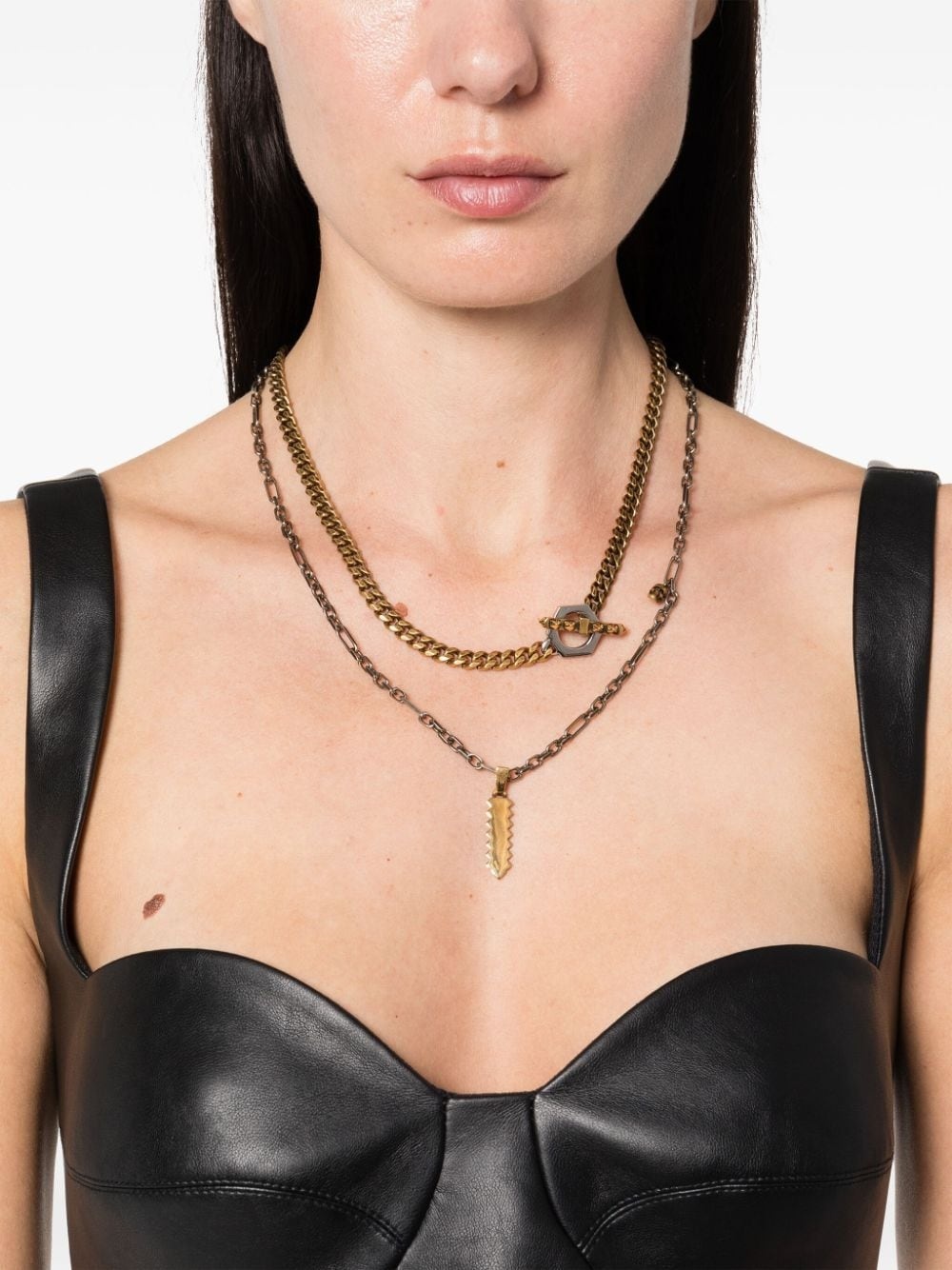 logo-pendant chain necklace - 2