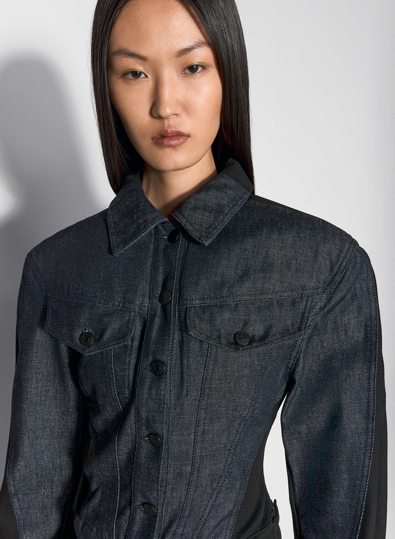 raw blue bi-color denim jacket - 4