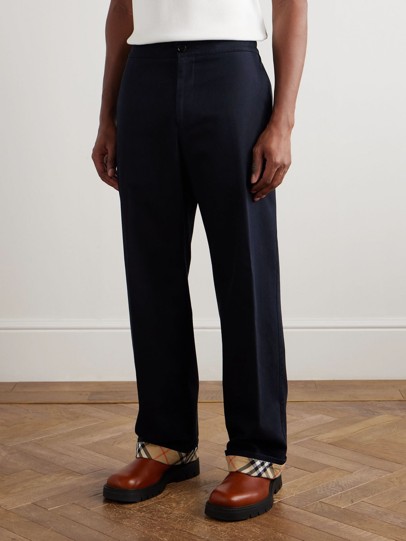 Straight-Leg Cotton-Twill Trousers Navy 3
