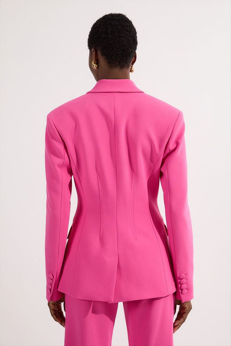 Compact Stretch Stab Stitch Asymmetric Wrap Tailored Blazer 5