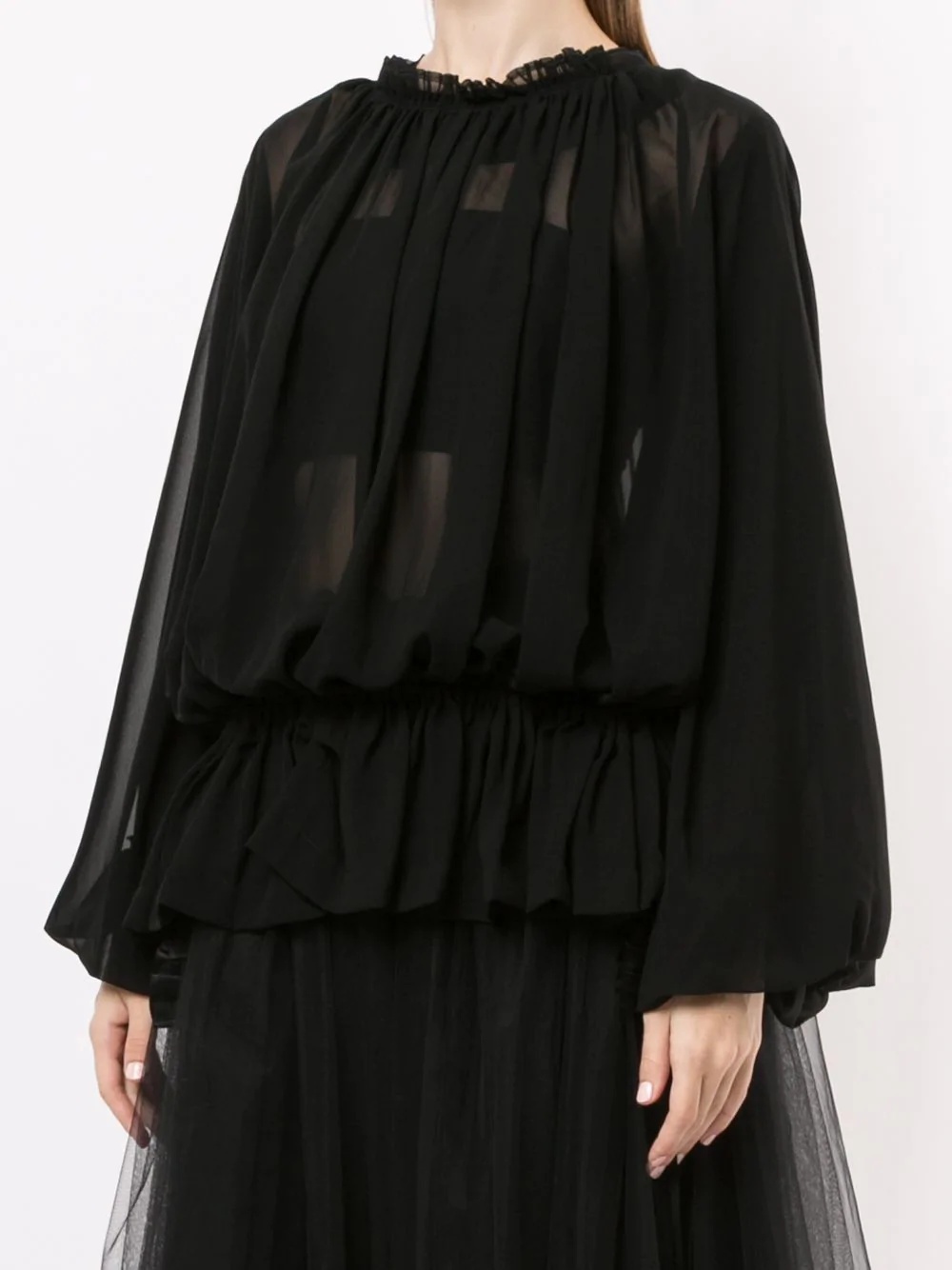 draped semi-sheer blouse - 3