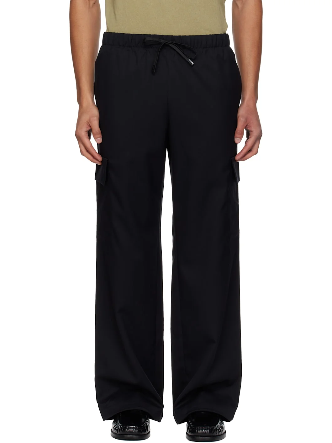 Black Wide Easy Cargo Pants - 1