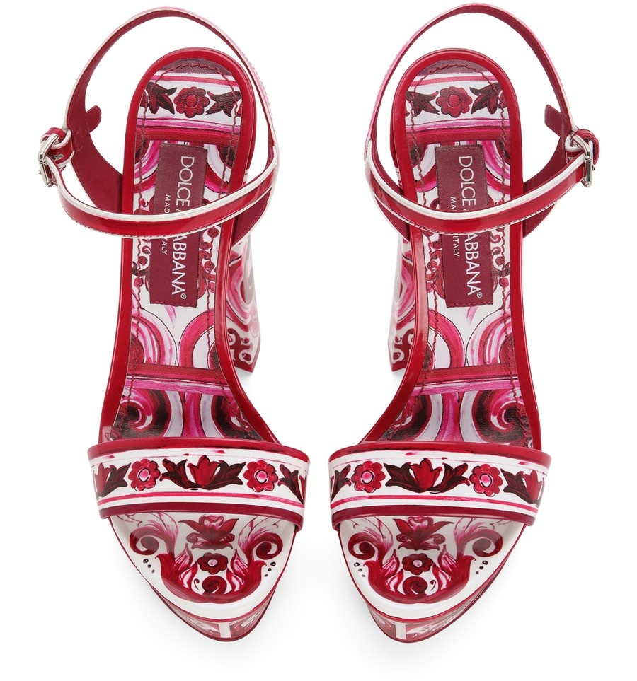 Printed Patent Leather Platform Sandals - 4