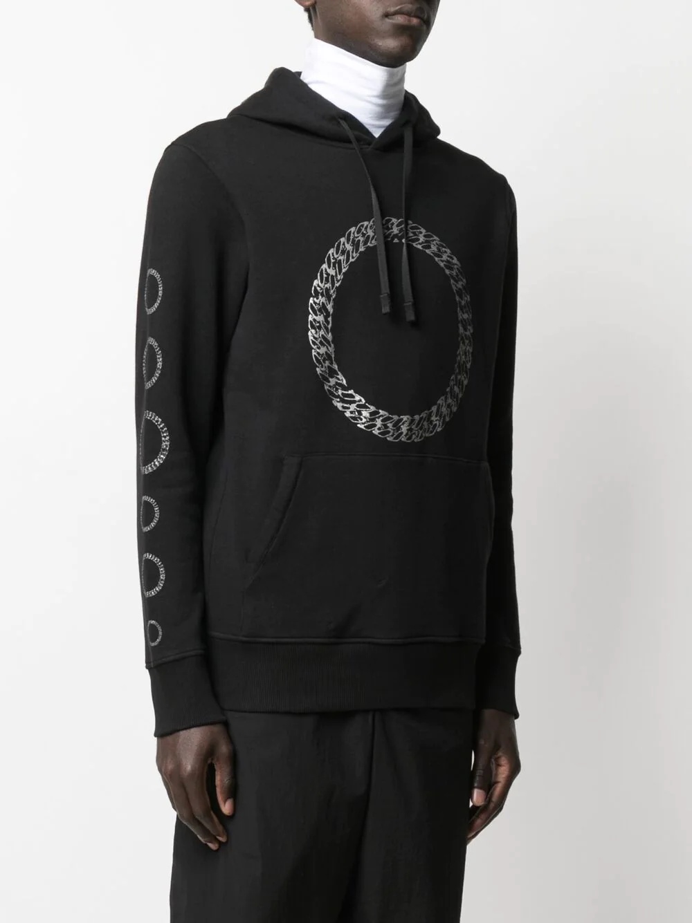 logo circle print hoodie - 3
