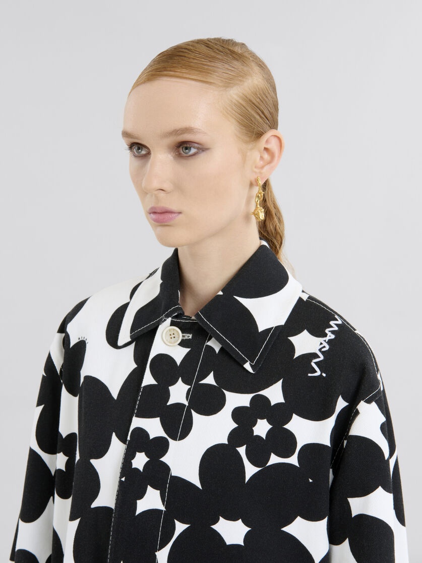 COTTON DUSTER COAT WITH BLACK AND WHITE DILLIES PRINT - 4