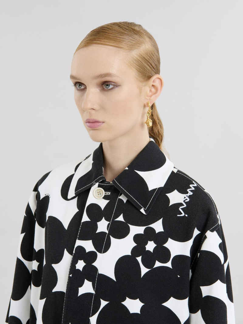 COTTON DUSTER COAT WITH BLACK AND WHITE DILLIES PRINT 4