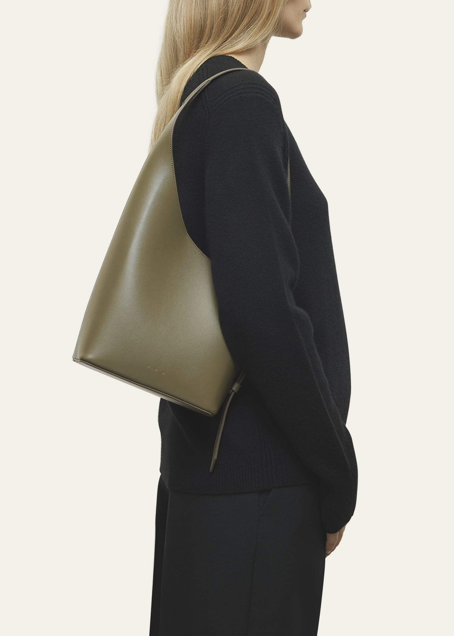 Demi Lune Calfskin Leather Bucket Bag - 2