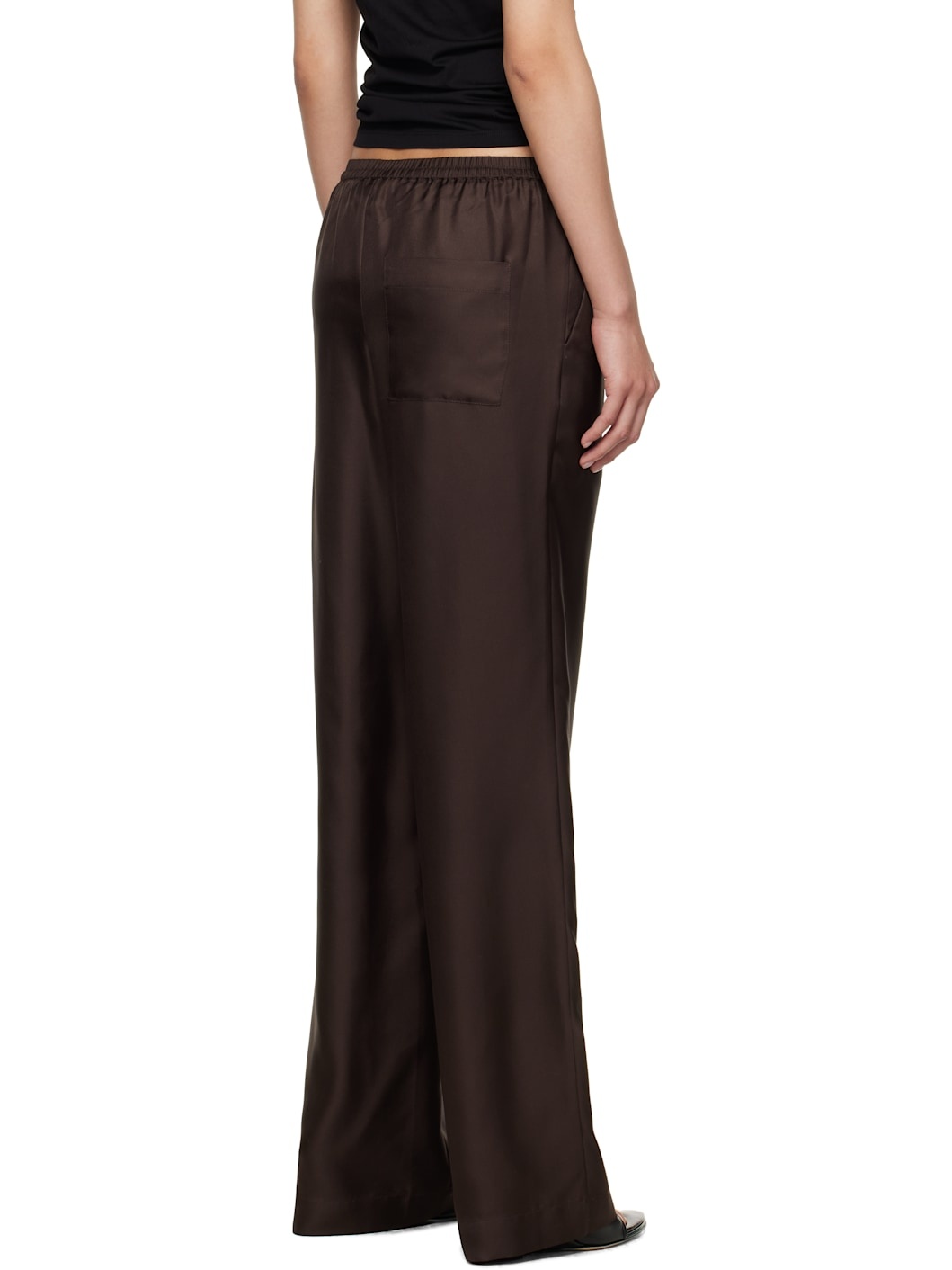 Brown Alera Wide-Leg Silk Trousers - 3