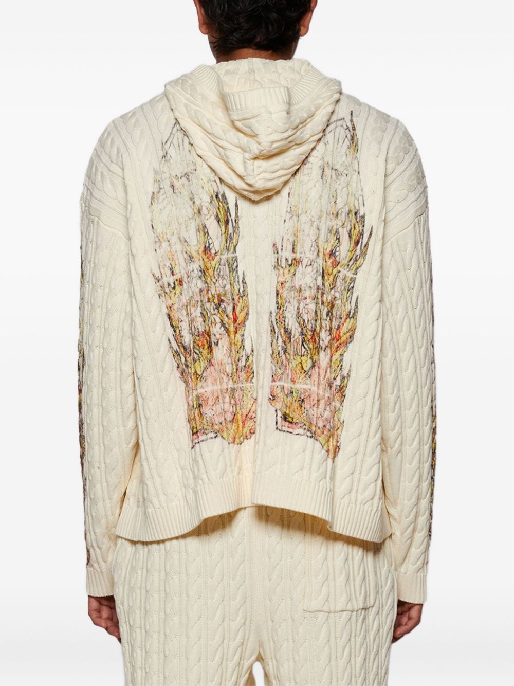 flame cable knit hoodie - 5