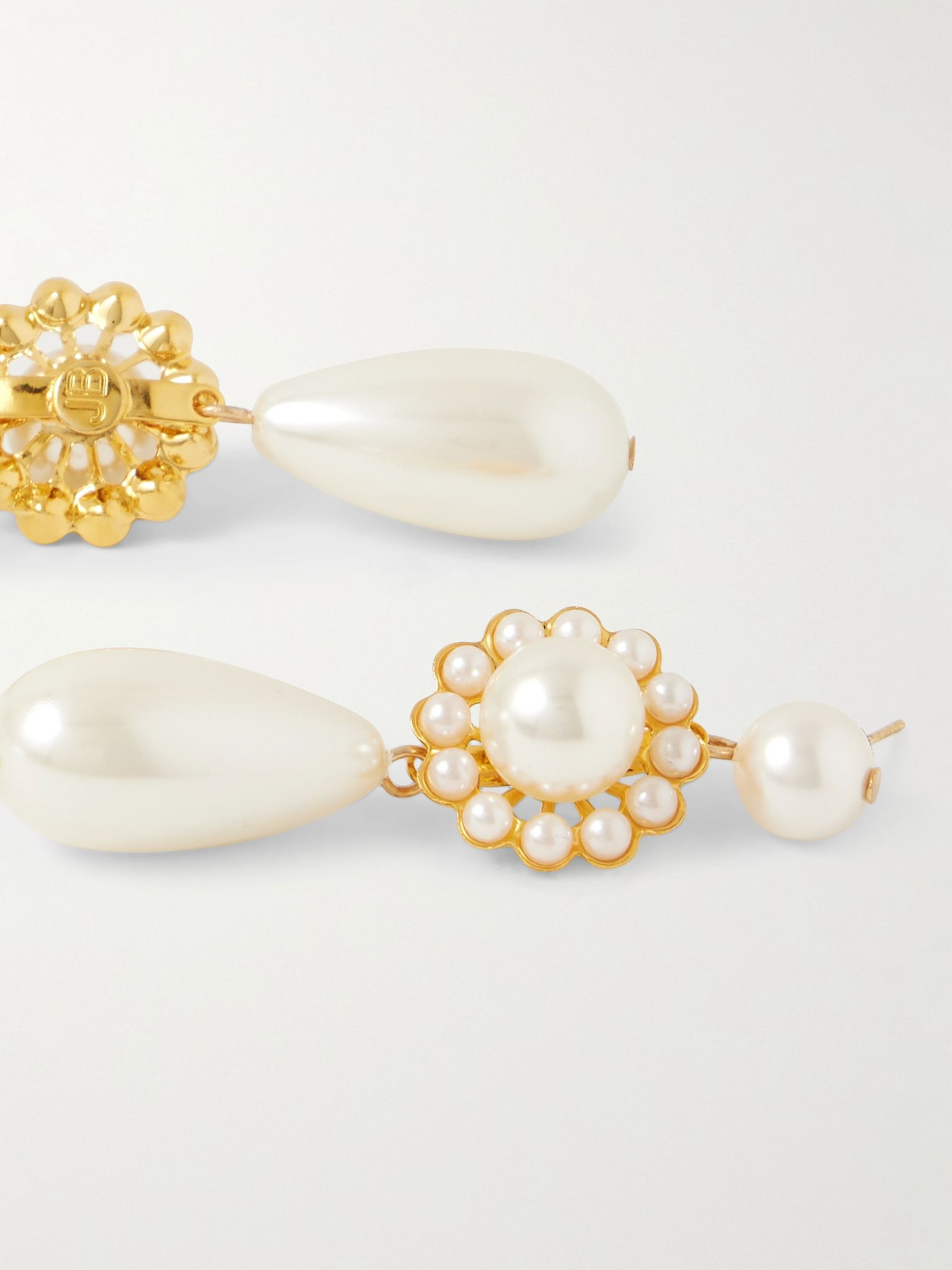 Caretta gold-plated faux pearl earrings Ivory - 3