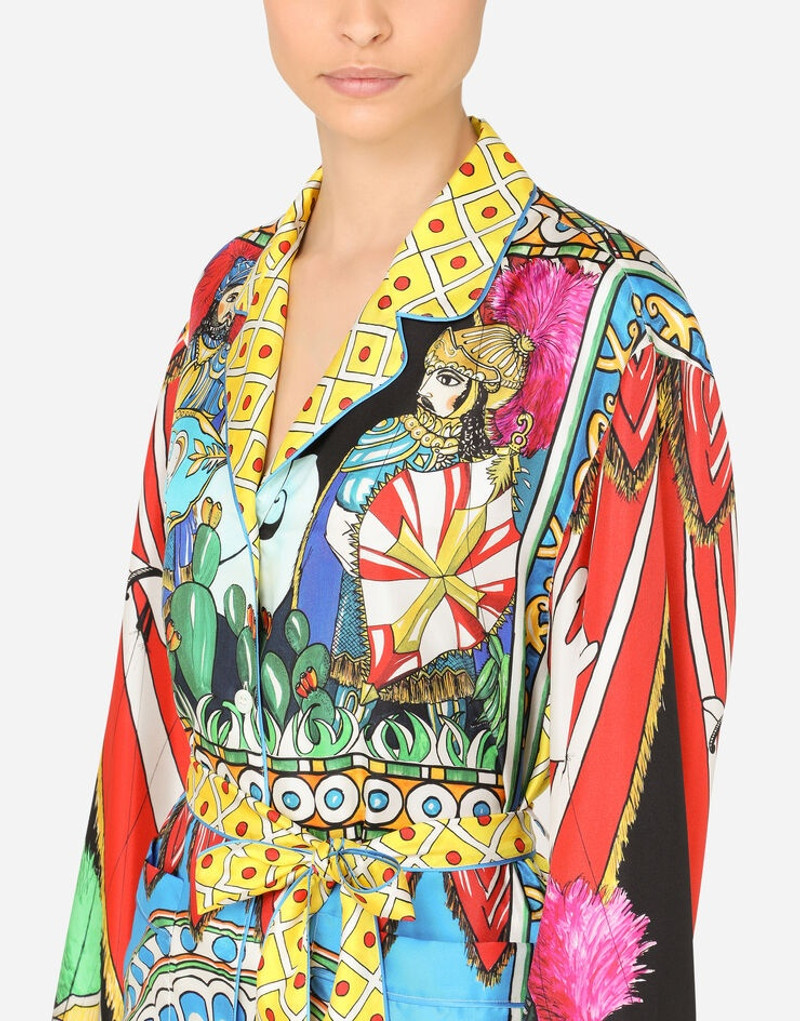 Belted Carretto-print 잠옷 셔츠 4