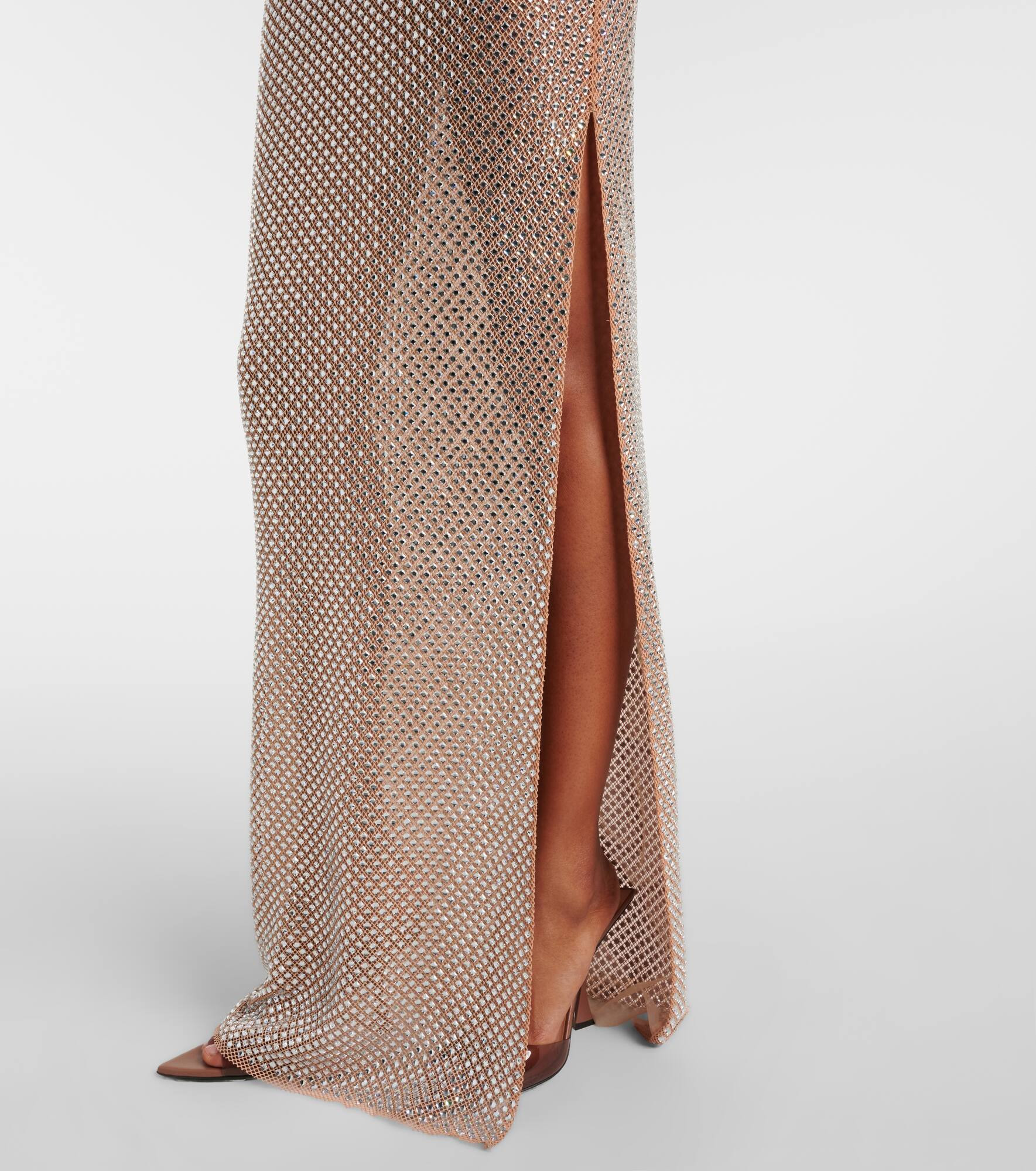 Rhinestone draped open-back maxi dress - 6