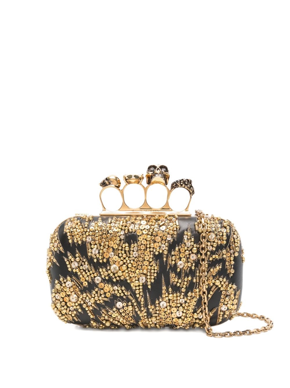 skull-ring embellished clutch bag - 1