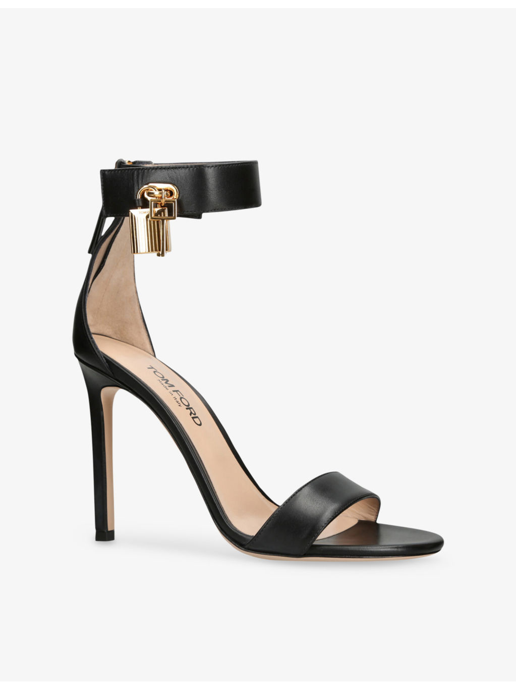 "Padlock Leather Heeled Sandals 4.13""" - 3