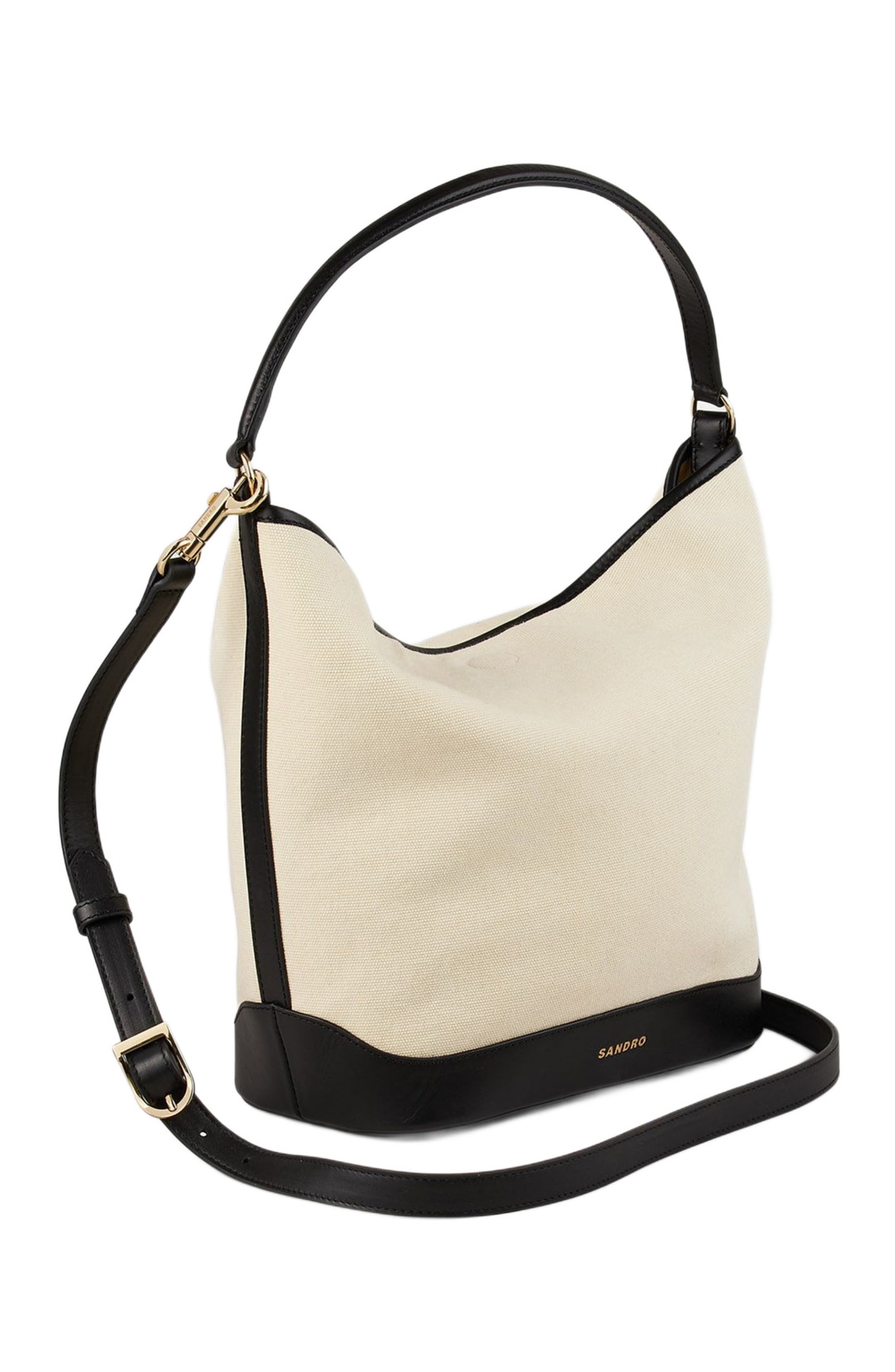 SANDRO Tangoso canvas bucket bag in Ecru /Black at Nordstrom - 2