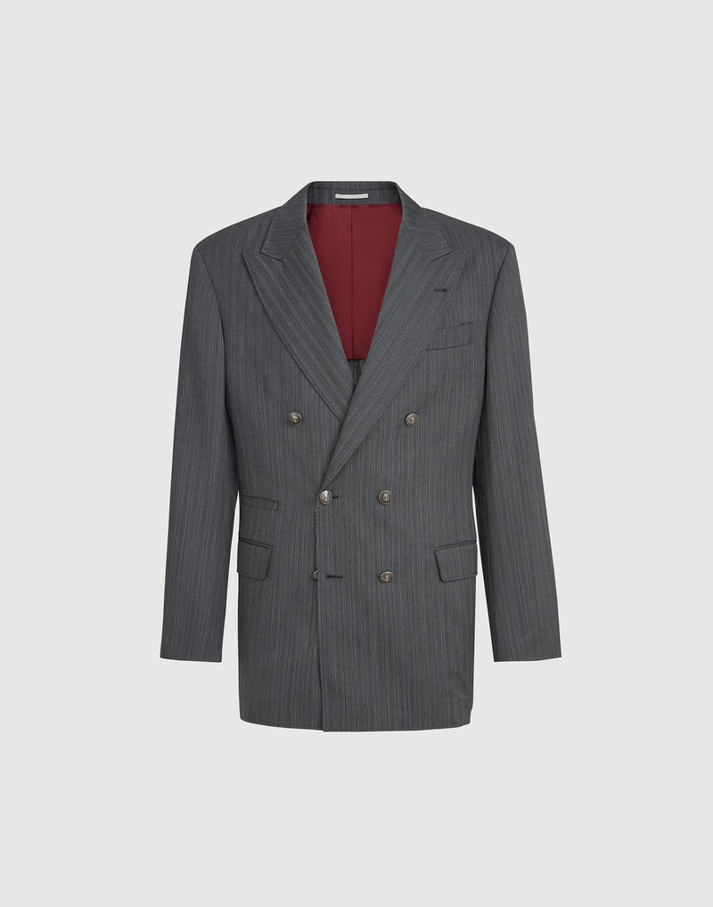 Striped pattern virgin wool fresco one-and-a-half breasted Tailor blazer with metal buttons 1