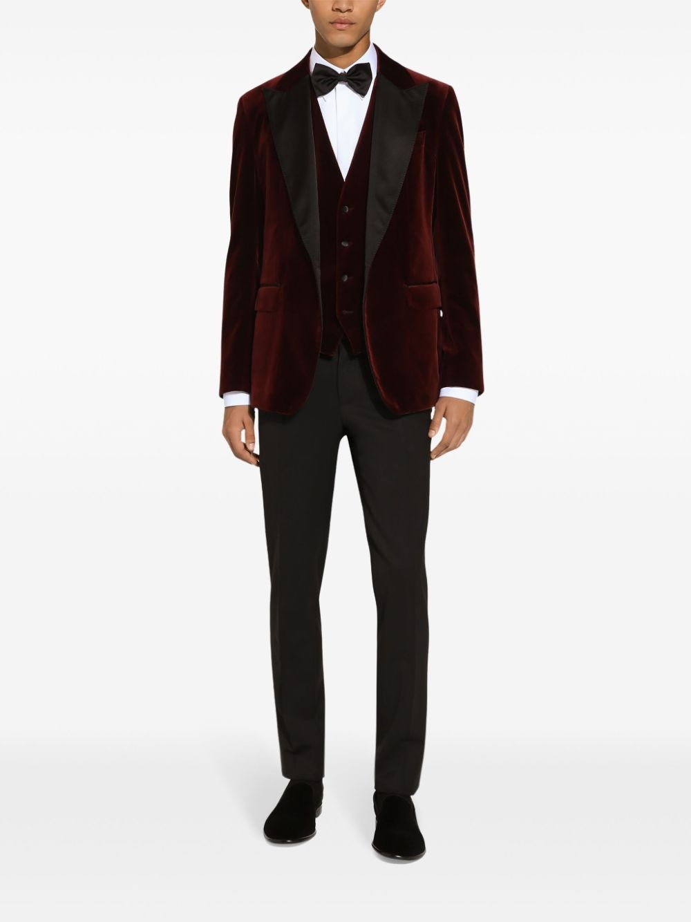 velvet single-breasted blazer - 3