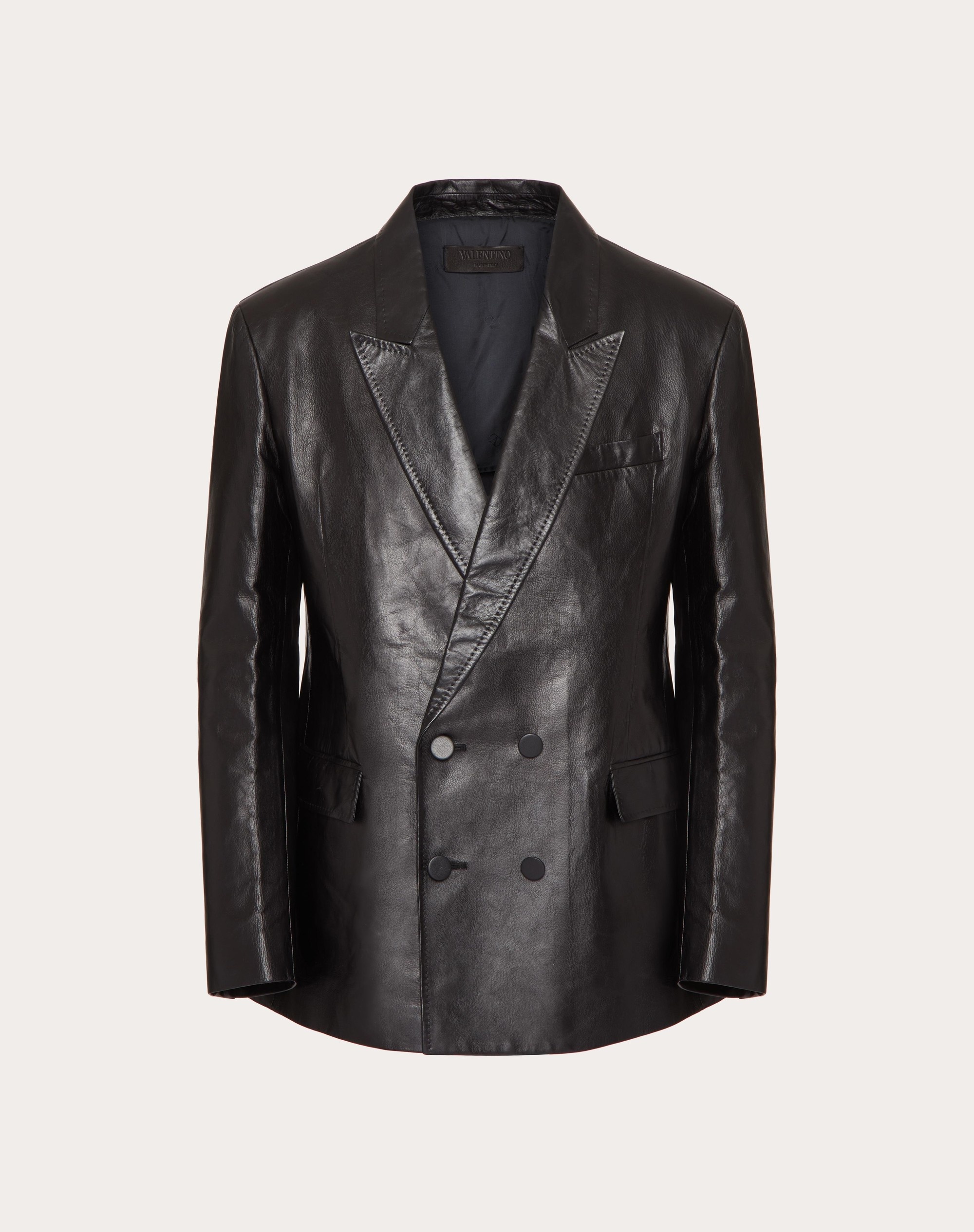 SINGLE-BREASTED LEATHER JACKET - 1