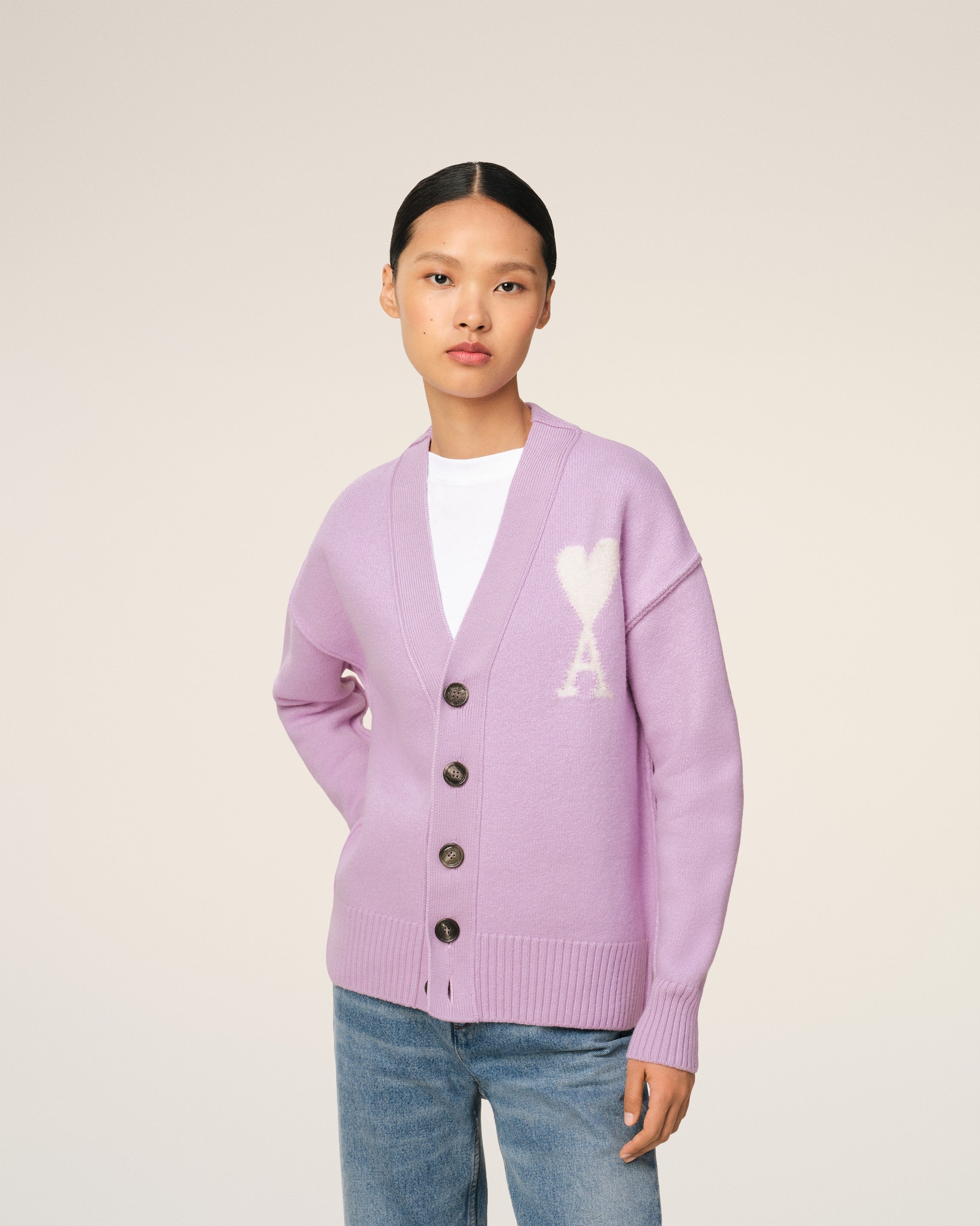 PURPLE WOOL AMI DE COEUR CARDIGAN - 3