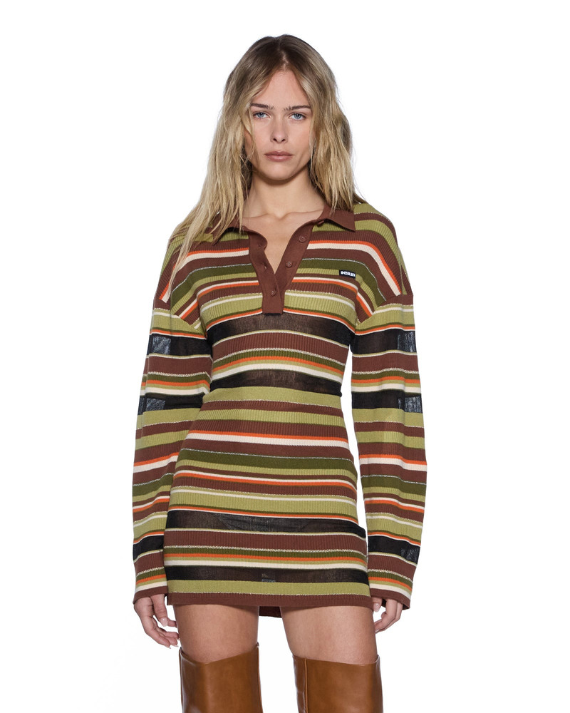 TAMRIN KNITTED LS POLO DRESS MULTI 1