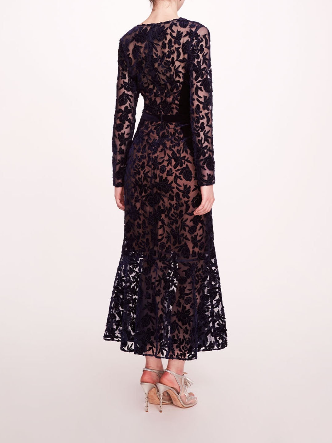 LONG SLEEVE VELVET MIDI DRESS - 2