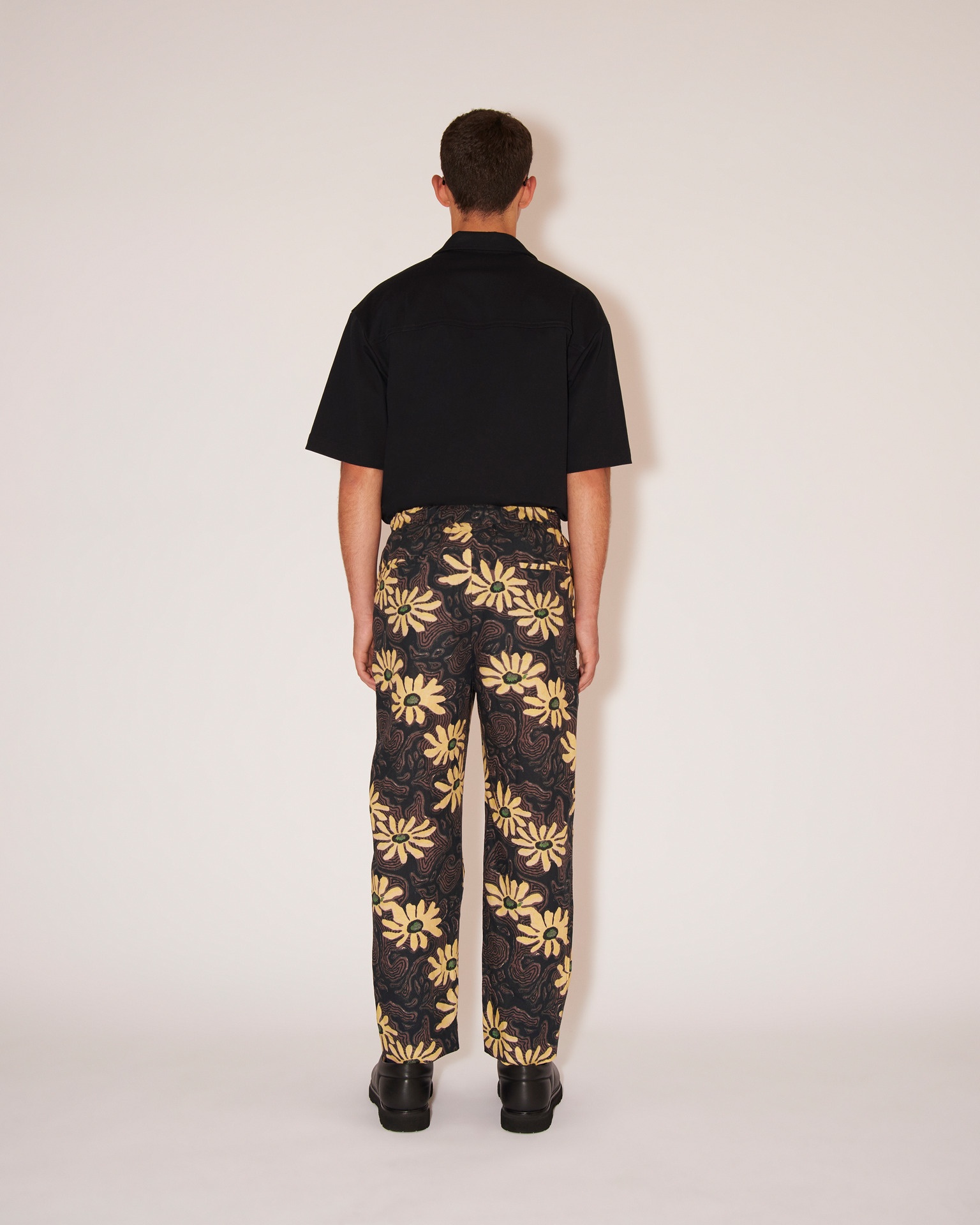 JAIN - Cotton-linen floral pants - Black - 4