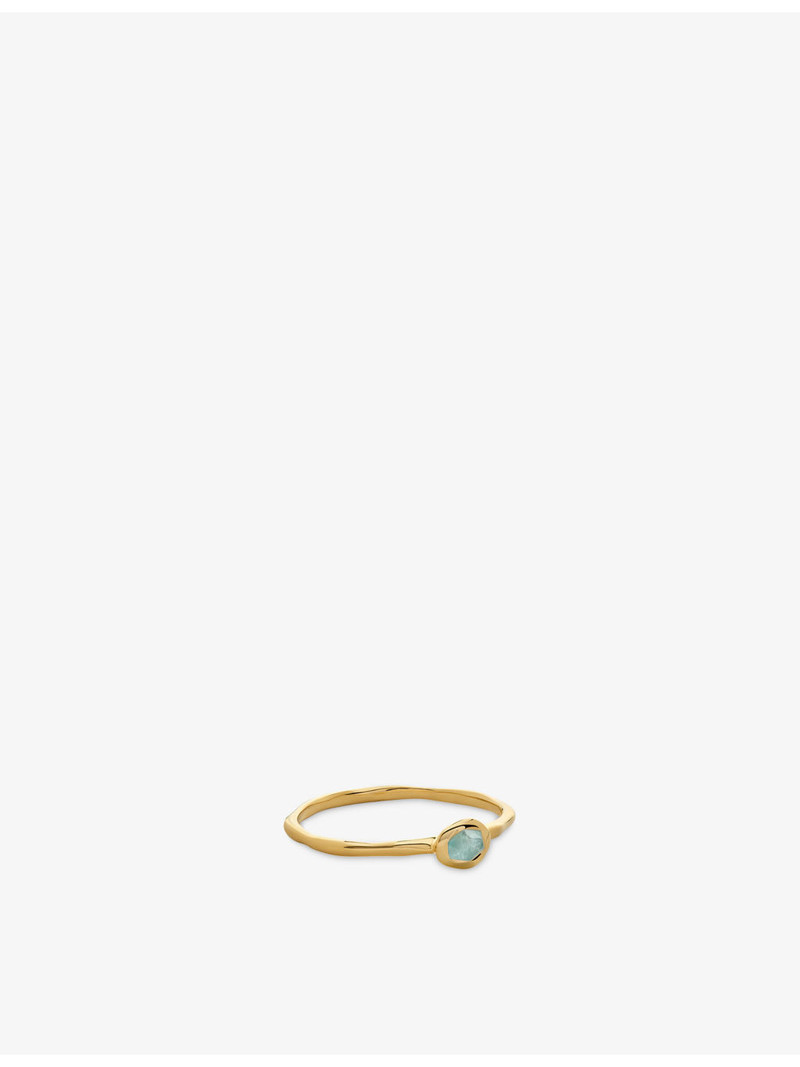 Odyssey Gemstone 18ct Yellow Gold Vermeil And Aquamarine Stacking Ring 3