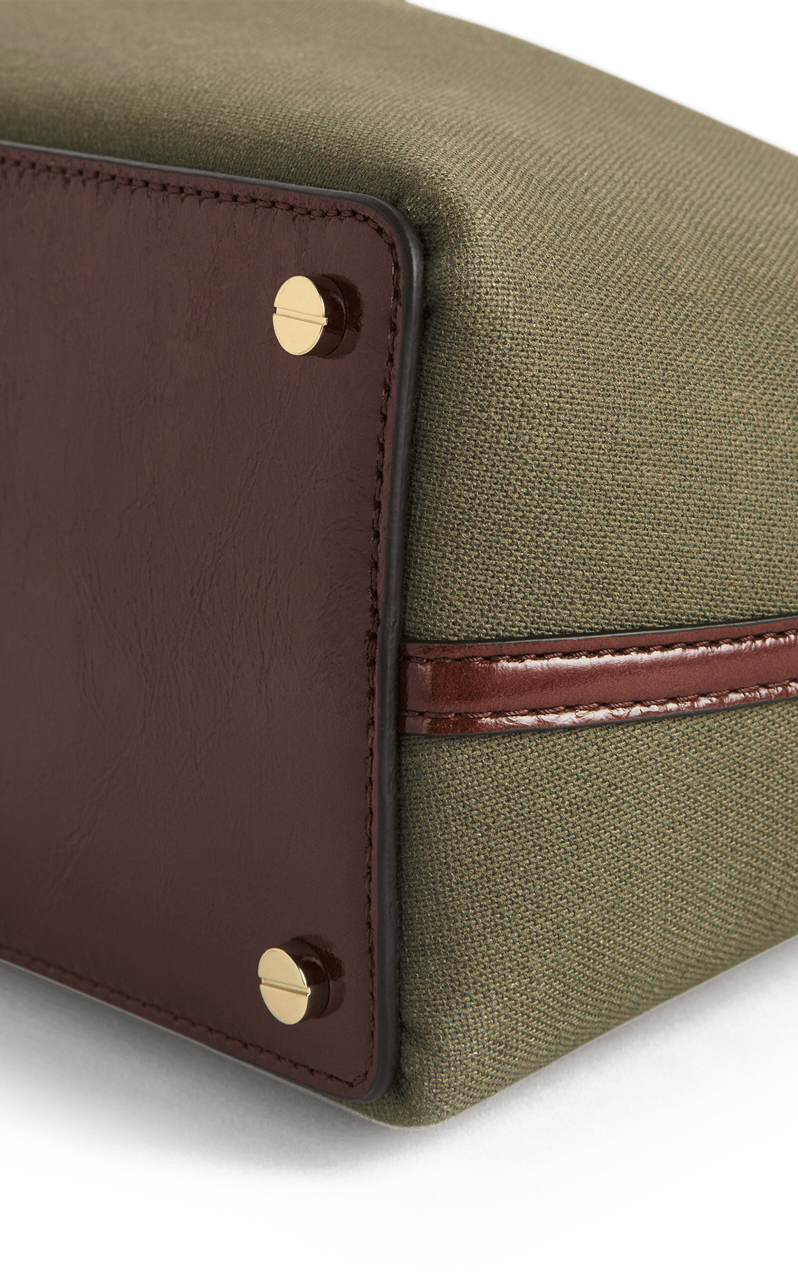 T-Lock Leather-Trimmed Canvas Top Handle Bag green - 7