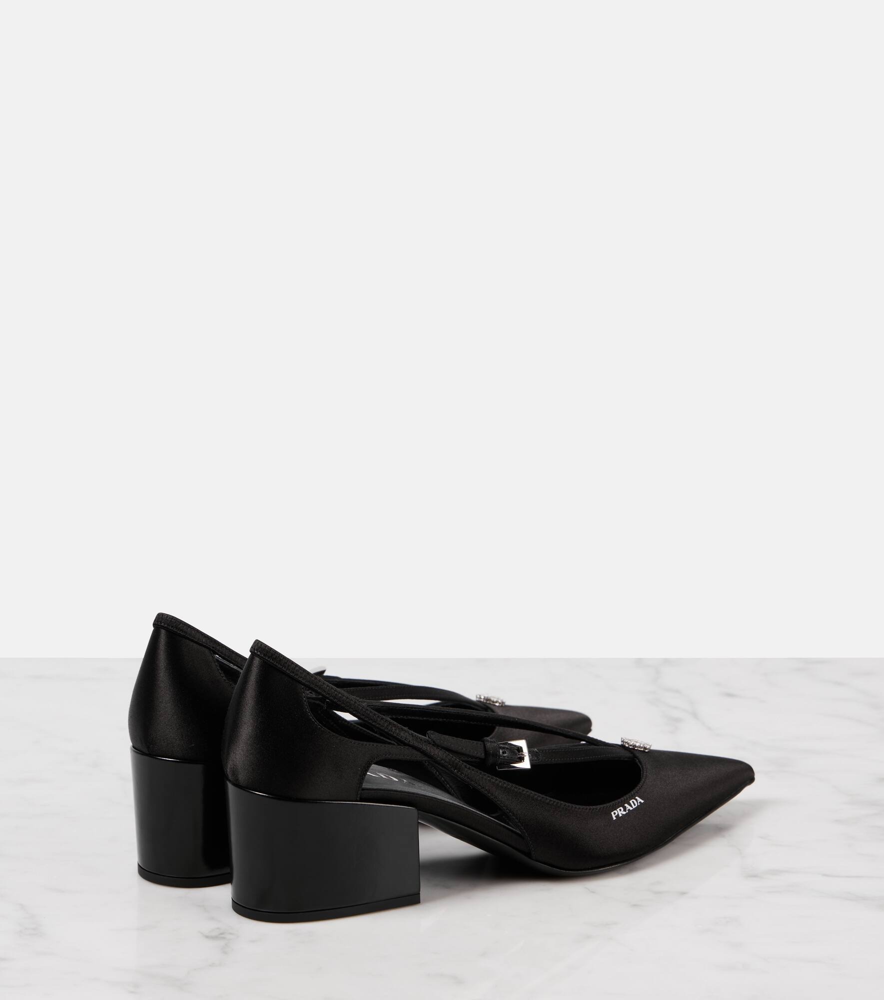 Embellished cutout satin pumps - 2