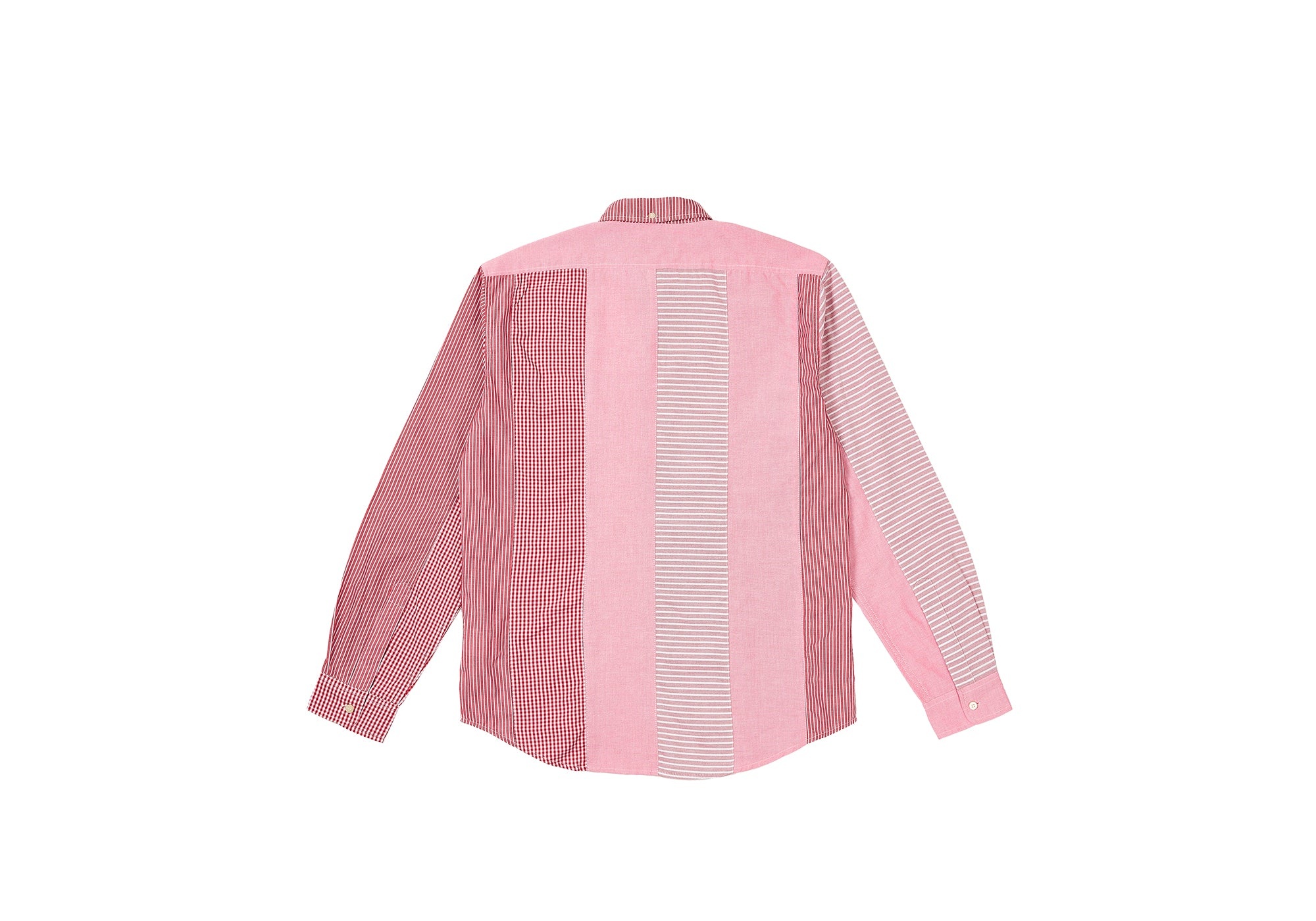 PATCHWORK STRIPE SHIRT RED - 2