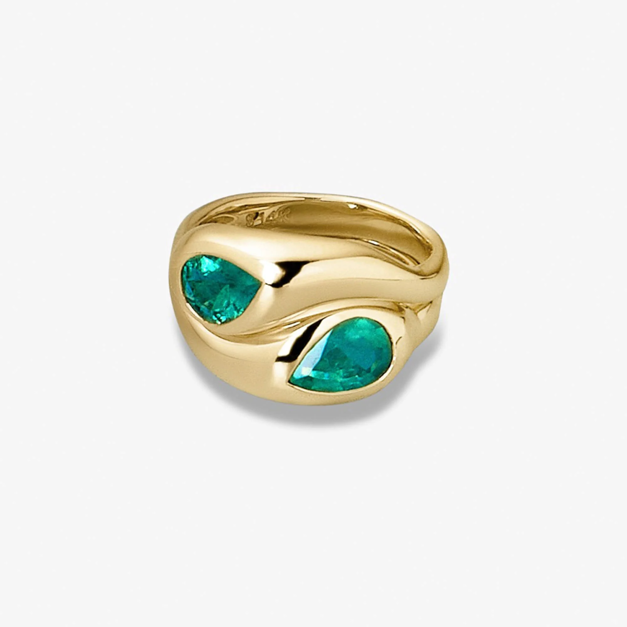 Full Volume Emerald Luxe Double Hug Pinky Ring - 1