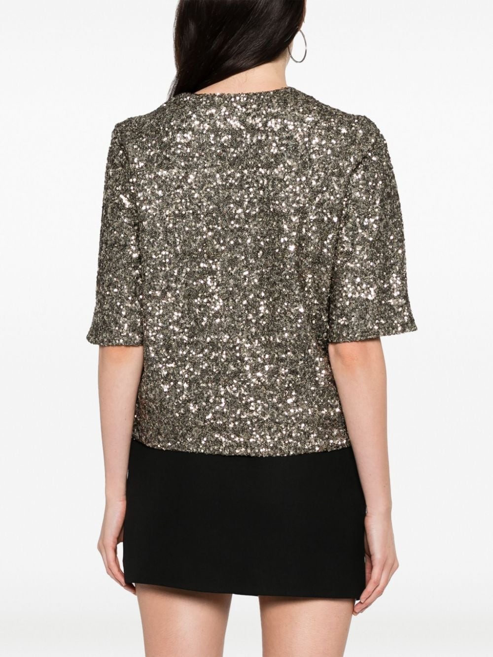sequin-embellished short-sleeved blouse - 4