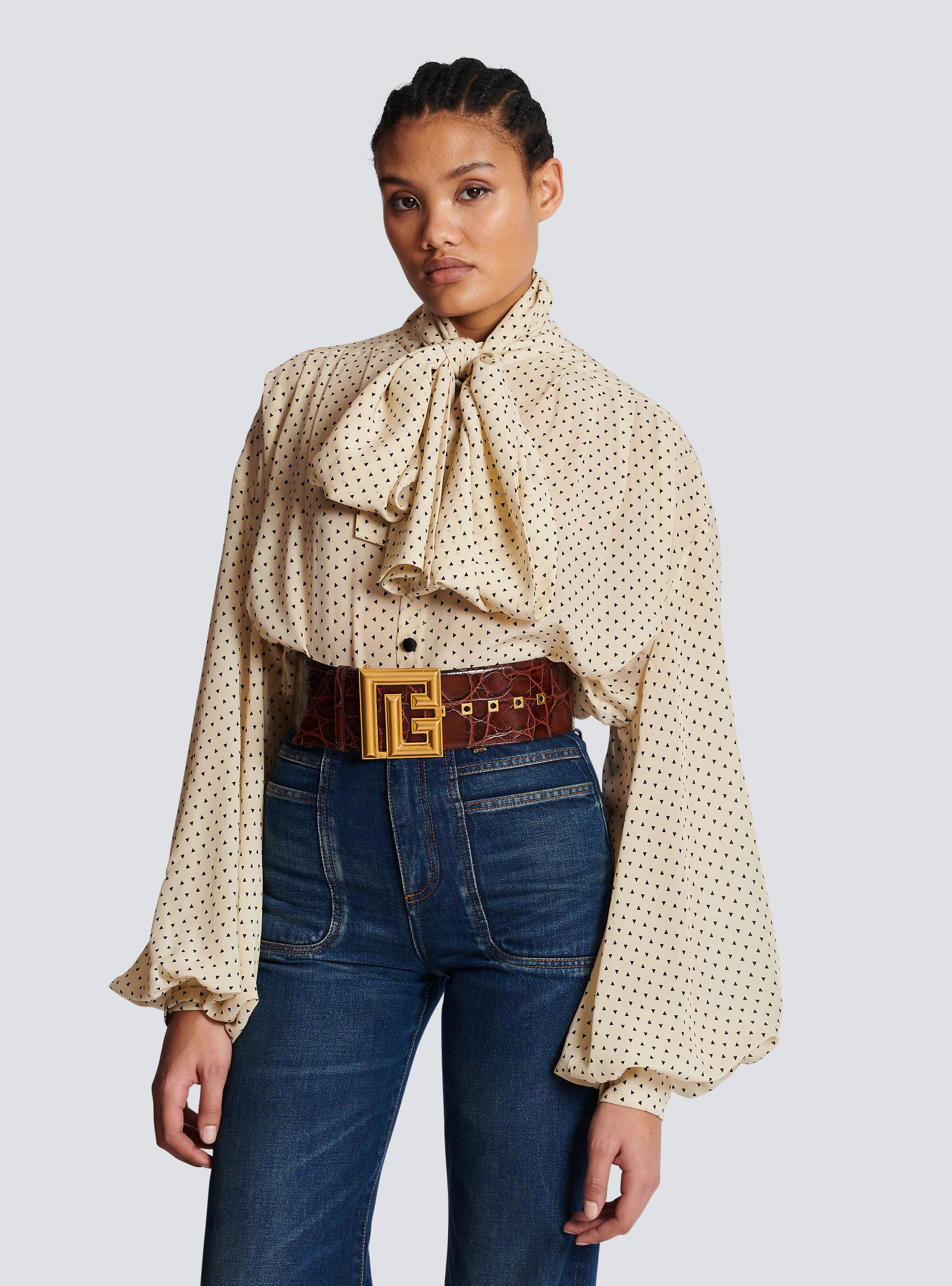 P-Belt in crocodile-print leather - 2