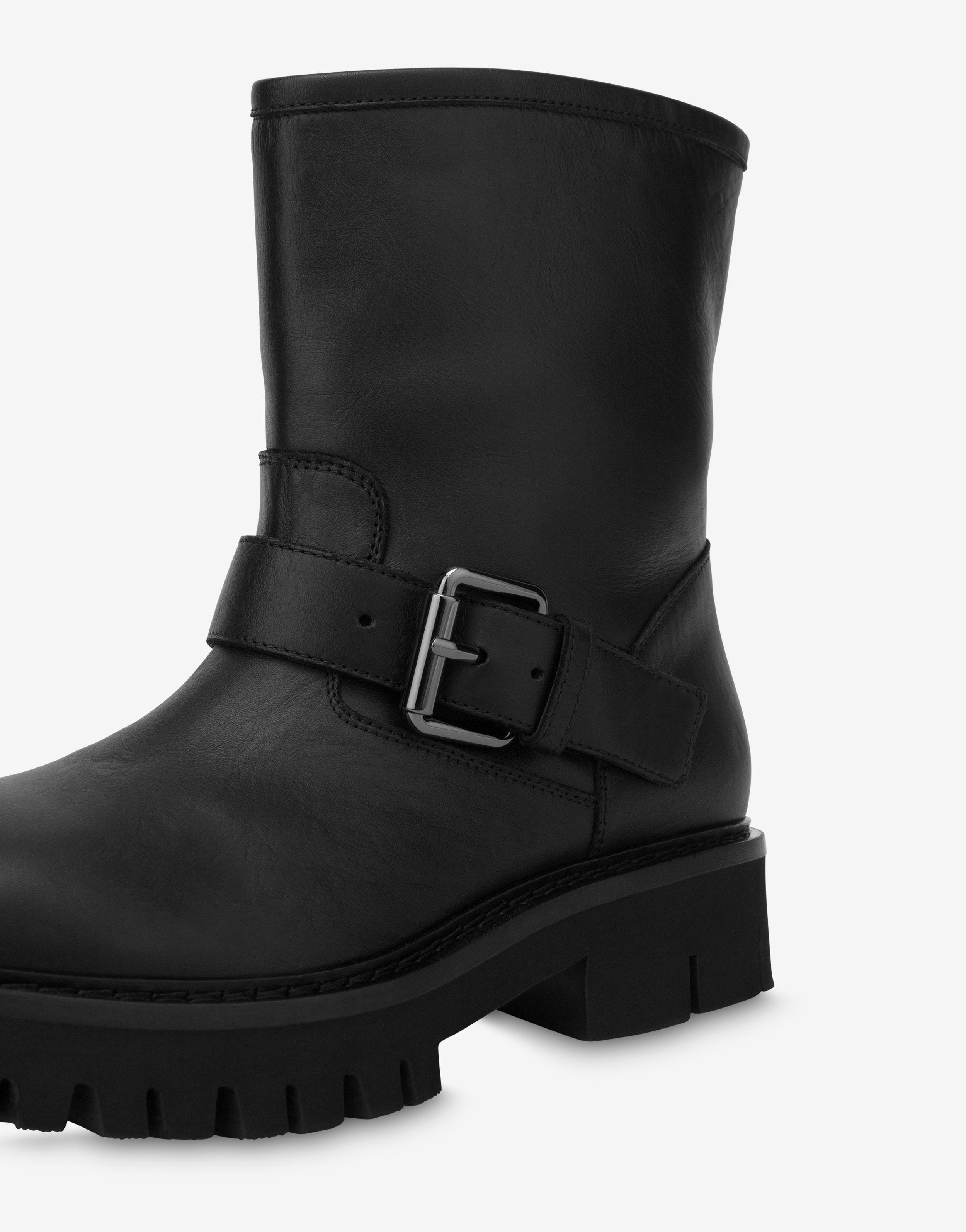 CALFSKIN BIKER ANKLE BOOTS - 4