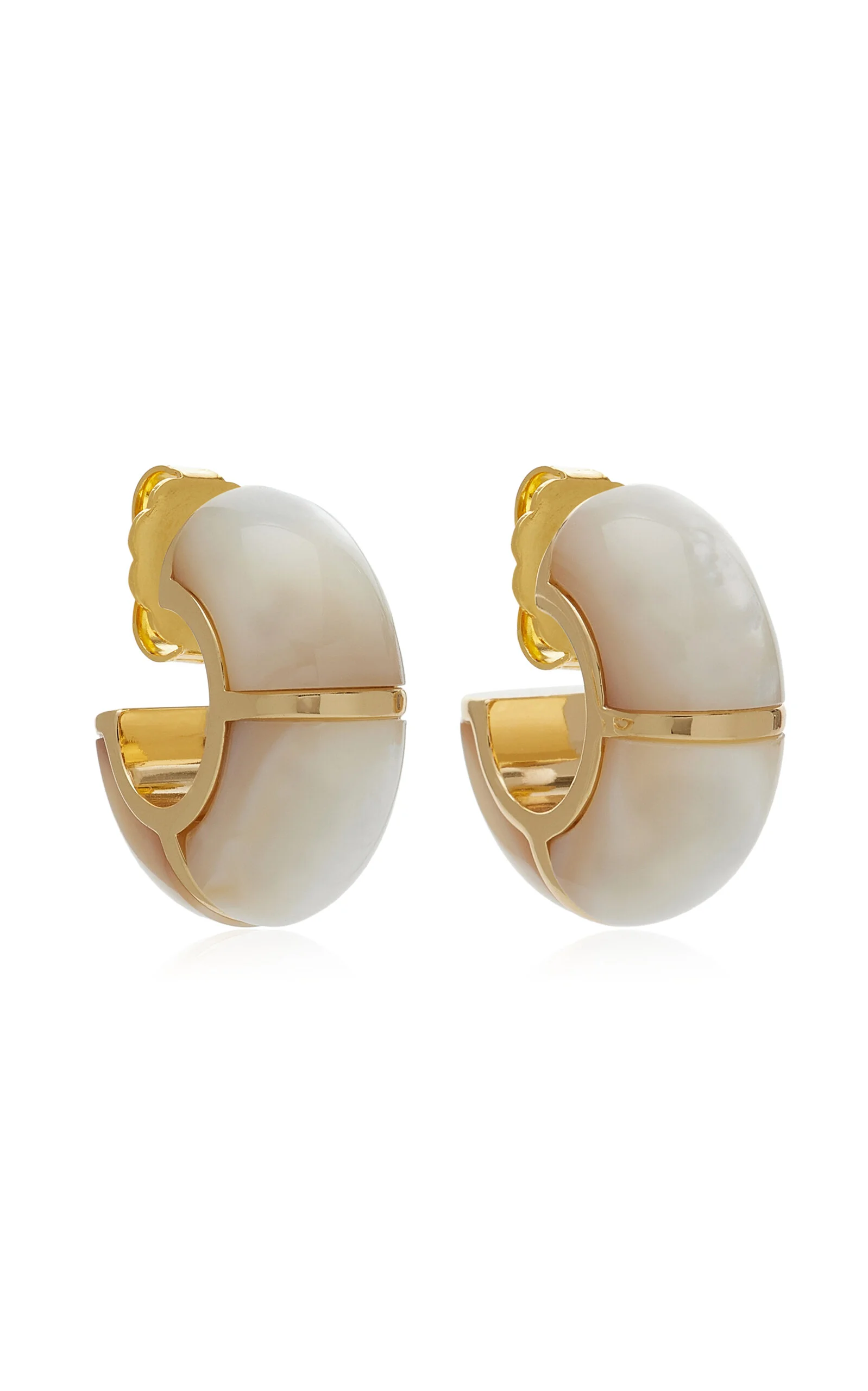 Zellige Gold-Plated Mother-Of-Pearl Earrings white - 1