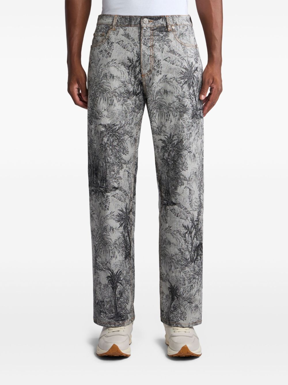 jacquard wide-leg jeans - 3