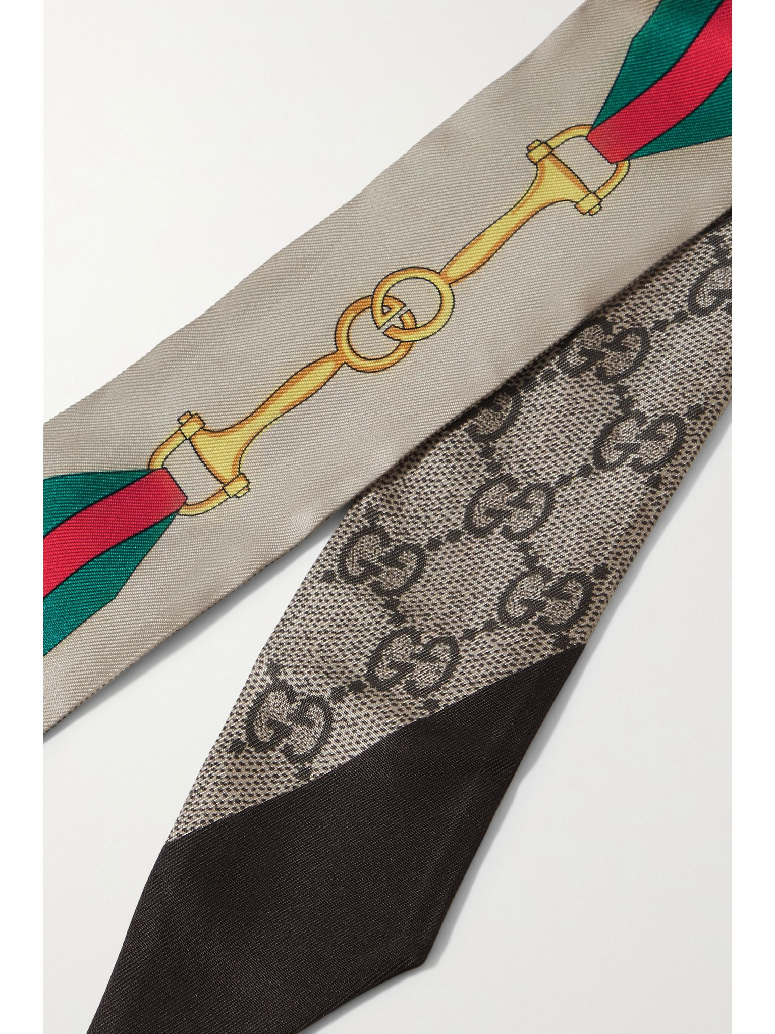 Printed silk-twill scarf Beige - 3