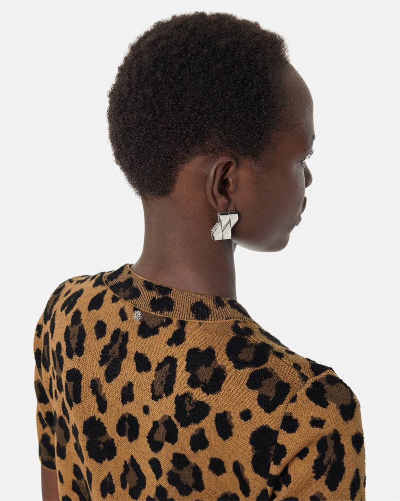 Leopard Jacquard Knit T-Shirt Dress 3