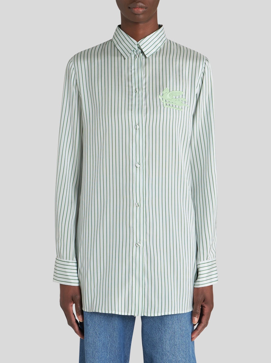 Tシャツ・カットソー ETRO SS25 'Pegaso' striped shirt (MRIB000499TR575 S8461) Etro STRIPED SHIRT WITH LOGO | REVERSIBLE