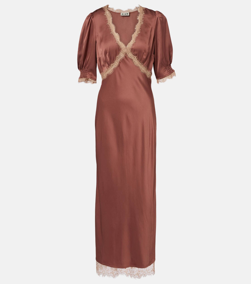 Annina lace-trimmed satin midi skirt 1