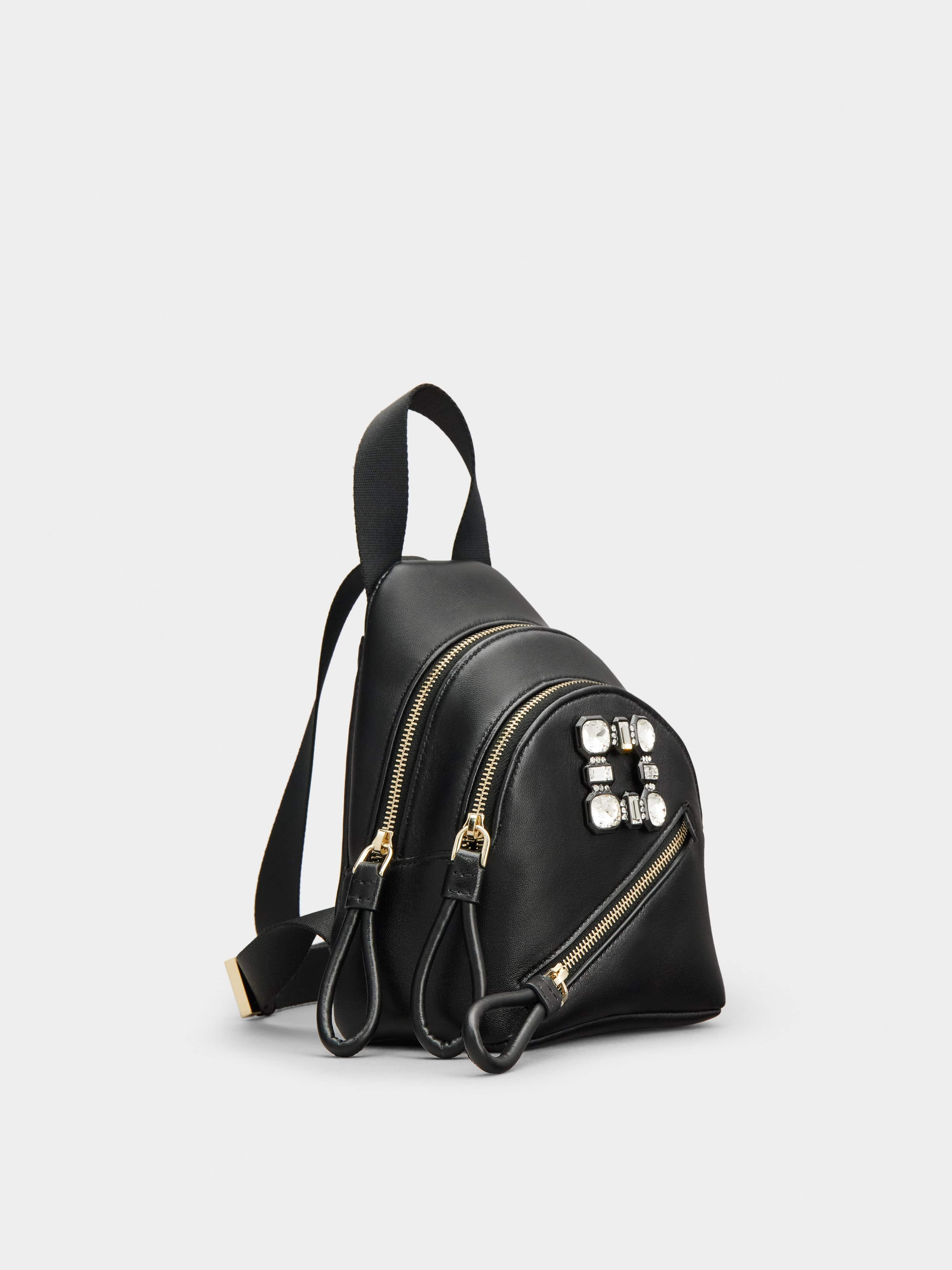 Walky Viv' Strass Buckle Mini Backpack in Soft Leather - 3